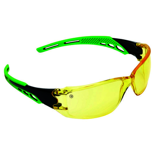 Pro Choice Cirrus Green Arms Safety Glasses Amber A/F Lens 12pack