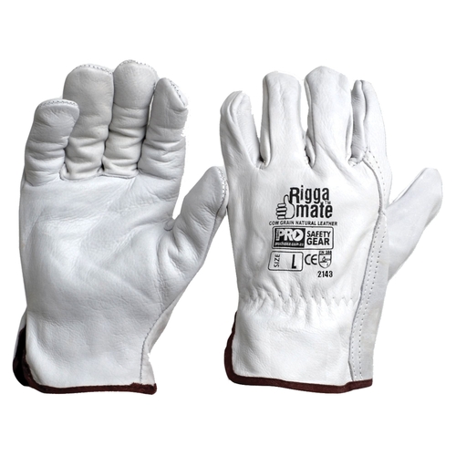 Prochoice Riggamate Natural Cowgrain Gloves Medium - 12pairs
