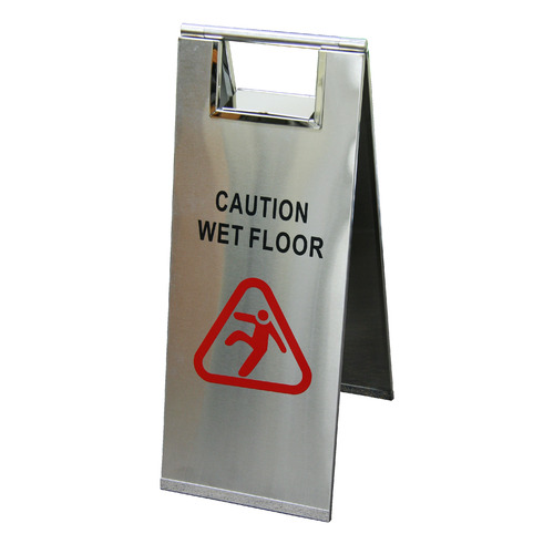 Edco Stainless Steel A-Frame Sign - Caution Wet Floor