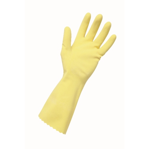 Edco Merrishine Rubber Gloves Flock Lined - Yellow - Medium 12pack