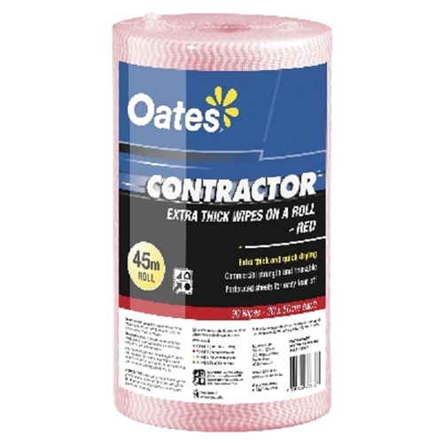 Oates Contractor Extra Thick Wipes Roll Red