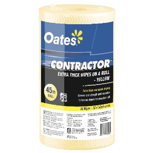 Oates Contractor Extra Thick Wipes Roll Yellow
