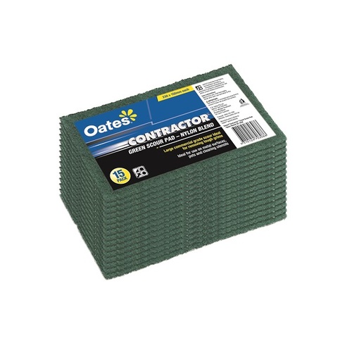 Oates Contractor Green Scour Pad- Heavy Duty 23x15cm 15pack