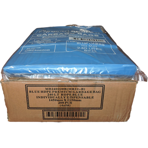240L Medium Duty Blue Bin Liner 200/ctn