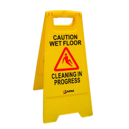 A-Frame Safety Sign - Wet Floor, Cleaning in Progress - Yellow