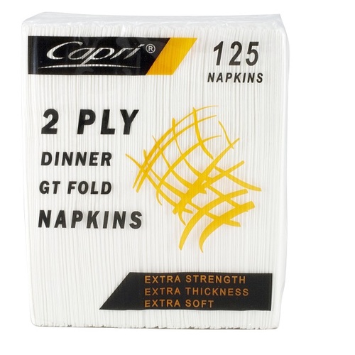 Capri Dinner Napkin White 2ply 1000/ctn GT