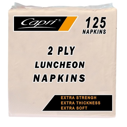 Capri Lunch Napkin White 2ply 2000/ctn Quarter Fold