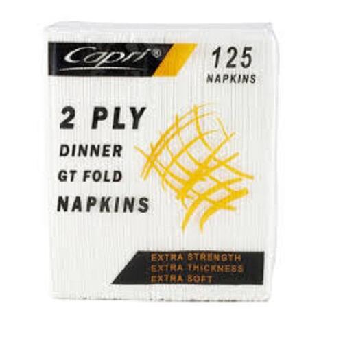 Capri Dinner Napkin White 2ply 1000/ctn Quarter Fold
