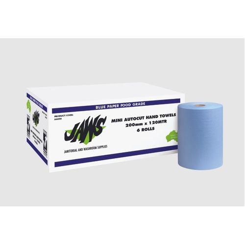 Jaws Mini Auto Cut 2 Ply 120m – Blue 6 Rolls per Carton