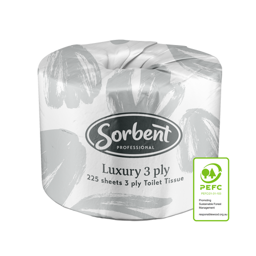 Sorbent Professional Luxury 3ply Toilet Tissue 225 sheet 48/carton