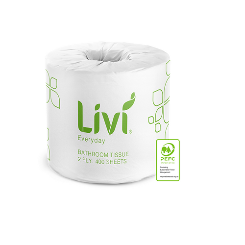 Livi Everyday/Basic 2ply 400sheet Toilet Rolls 48/ctn