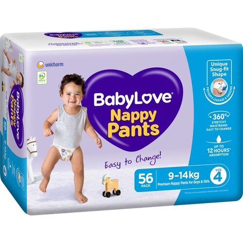 Baby Love Nappies Size 4 Toddler 9-14kg 180/ctn