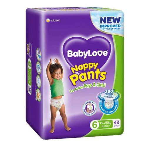 Baby Love Nappy Pants Size 6 Junior 15-25kg 84/pack (2 x 42)