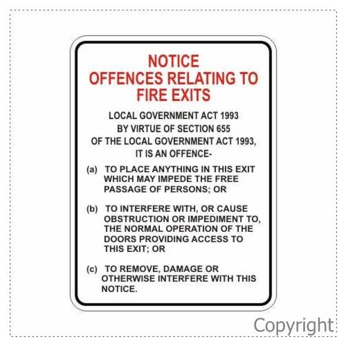 Notice Offences Fire Exits - Sign