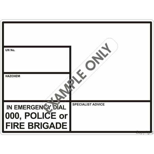 Hazchem Tanker Placard