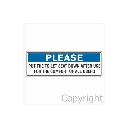 Please Put Toilet Seat Down 200 X 50m Self Stick Vinyl Signs Signage Please Put Toilet Seat Down 200 X 50m Self Stick Vinyl Signs Signage