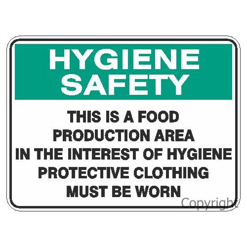 Food Production Area  - Hygiene Safety Sign