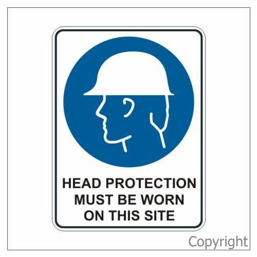 Must Wear Head Protection On Site Sign