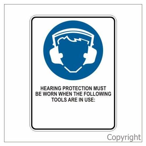 Hearing Protection For Tools Sign