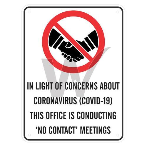 Social Distancing Prohibition Sign - 'This office is conducting no contact meetings'