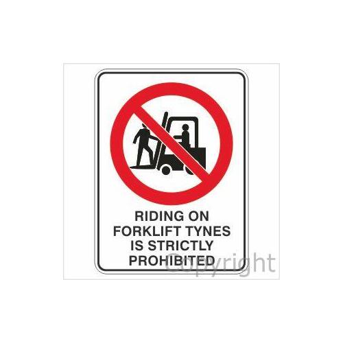 Riding on Forklift Prohibited Sign